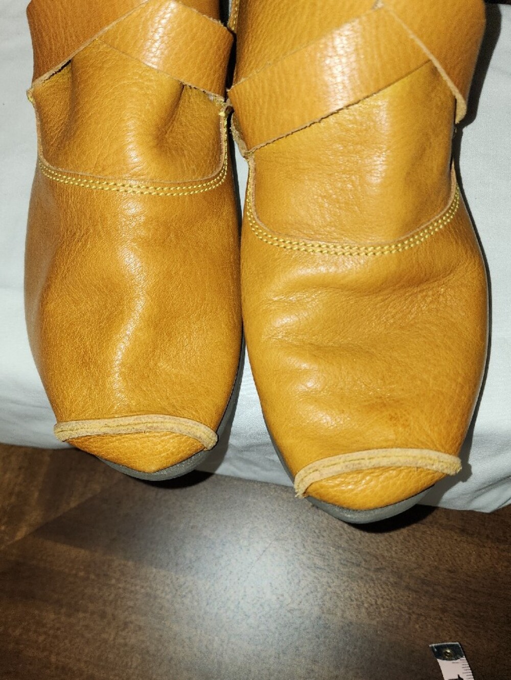 Trippen Size 38 Mustard Leather Wrap Buckle Boots - Picture 3 of 11